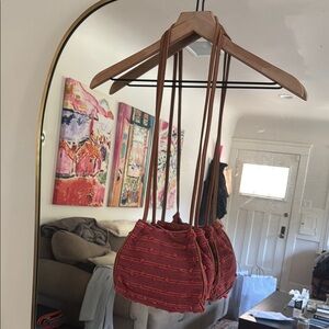 Hand Crafted Red Mini Bag with Quilted Texture